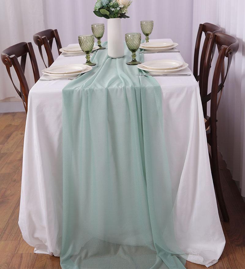 Chiffon Table Runner Romantic Sheer Wedding Table Runner Glitter Tulle Fabric Decorations for Wedding, Birthday Party,Dinner