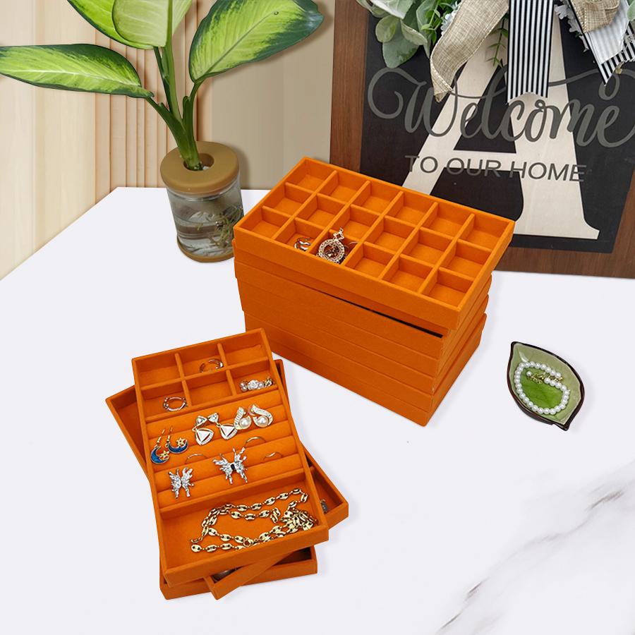 1PC, Flocking Jewelry Box Jewelry Tray, Color: Orange
