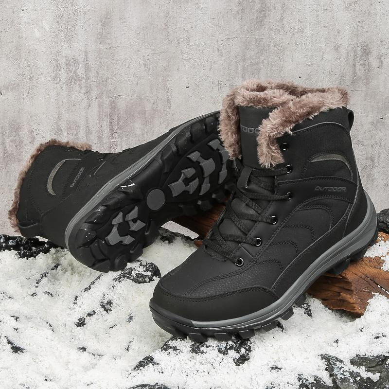 Genuine Leather High Top Outdoor Plus Velvet Thickened Snow Boots Non-slip Waterproof Warm Cotton Shoes 40-48