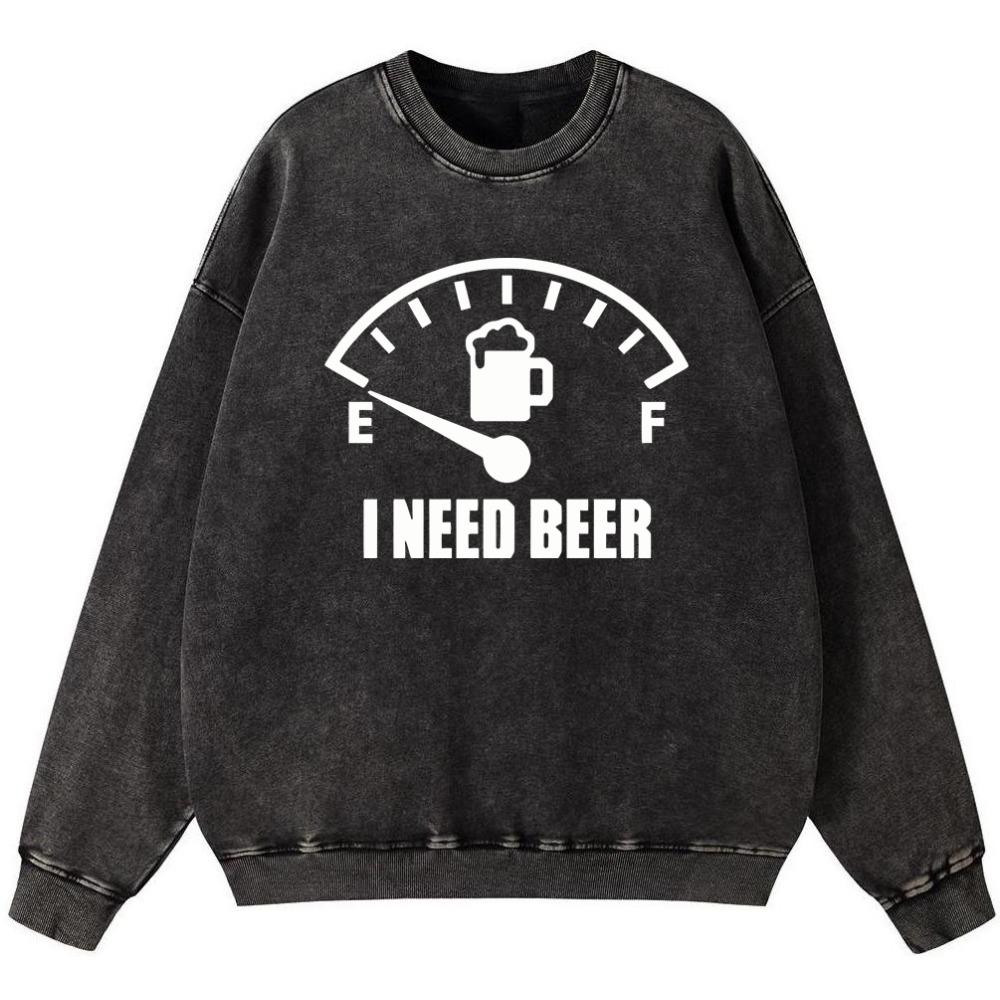 

I Need Beer Woman Vintage Washed Cotton Sweatshirt Fashion Soft Oversize Thin style Sweatshirts Loose Casual S