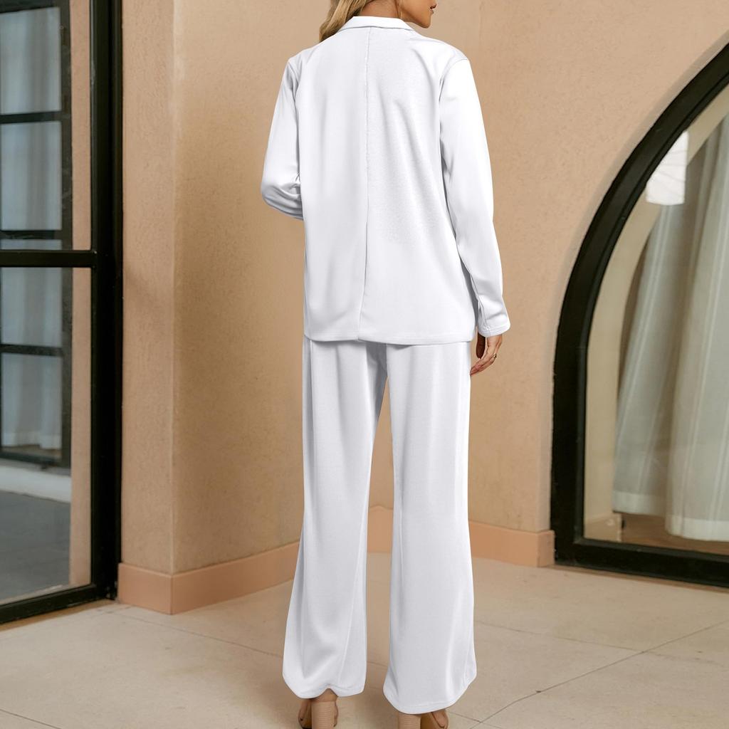 Women's Long Coat And Wide-leg Pants Suit Business Casual Two-piece Suit