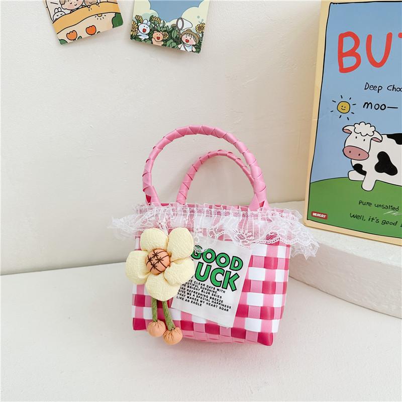 Chic Woven Coin Purse For Nursery Kids Ideal For Summer Vacations And Daily Outfits розовый