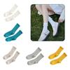 Ruffle Ankle Socks for Women Cotton Soft Solid Color Ribbed Knitted Lettuces Edge Low Cut Middle Tube Frilly Crew Socks