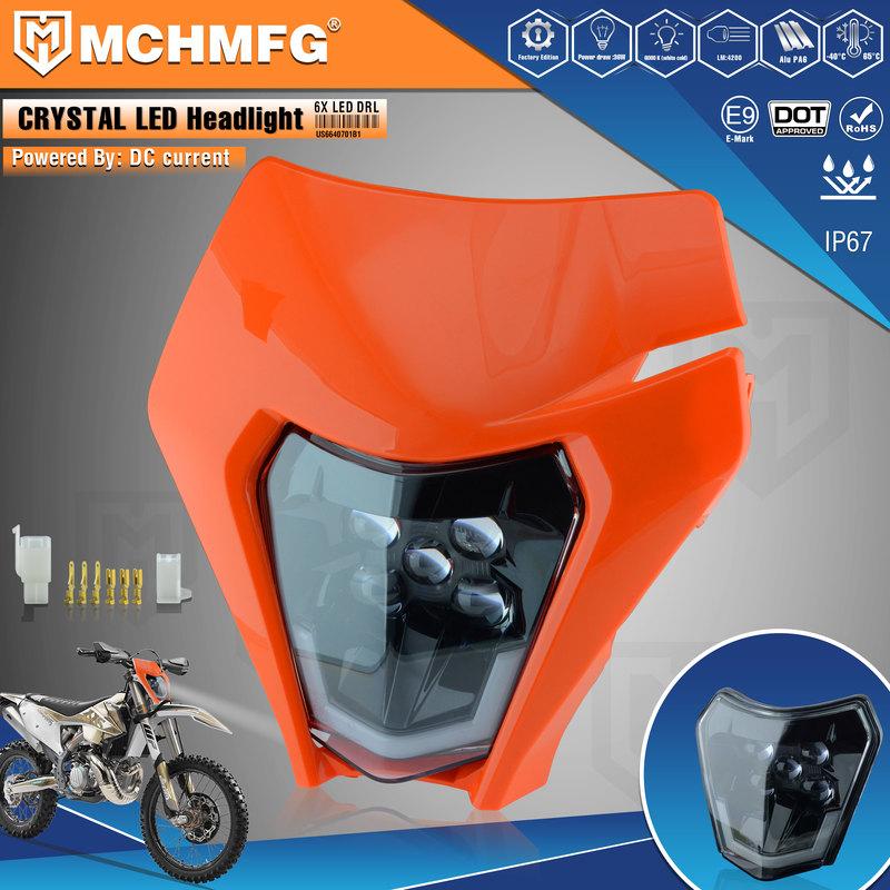 MCHMFG Motorcycle Headlight Headlamp For KTM EXC SX SXF XC XCF XCW XCWF Enduro MX Motorcycle Accessories Orange