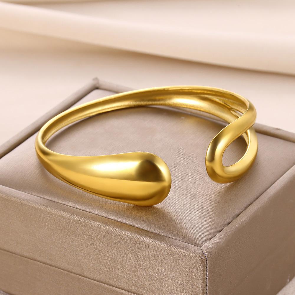 Classic Bump Pattern Openning Bangles For Women Stainless Steel Cuff Bracelet Gold Color  Hand Ornament Party Jewelry Gift