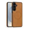 KEYSION Retro PU Leather Case for MagSafe for Samsung Galaxy S22 S23 S24 Ultra 5G S23+ S24 FE Magnetic Shockproof Phone Cover