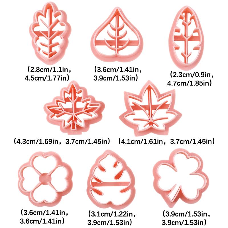 8 Pieces Cute Leaves Cookie Cutters For Baking Cookie Mould Press Leaves Cookie Mould Set Kitchen Tools Plastic Cookie Stamps