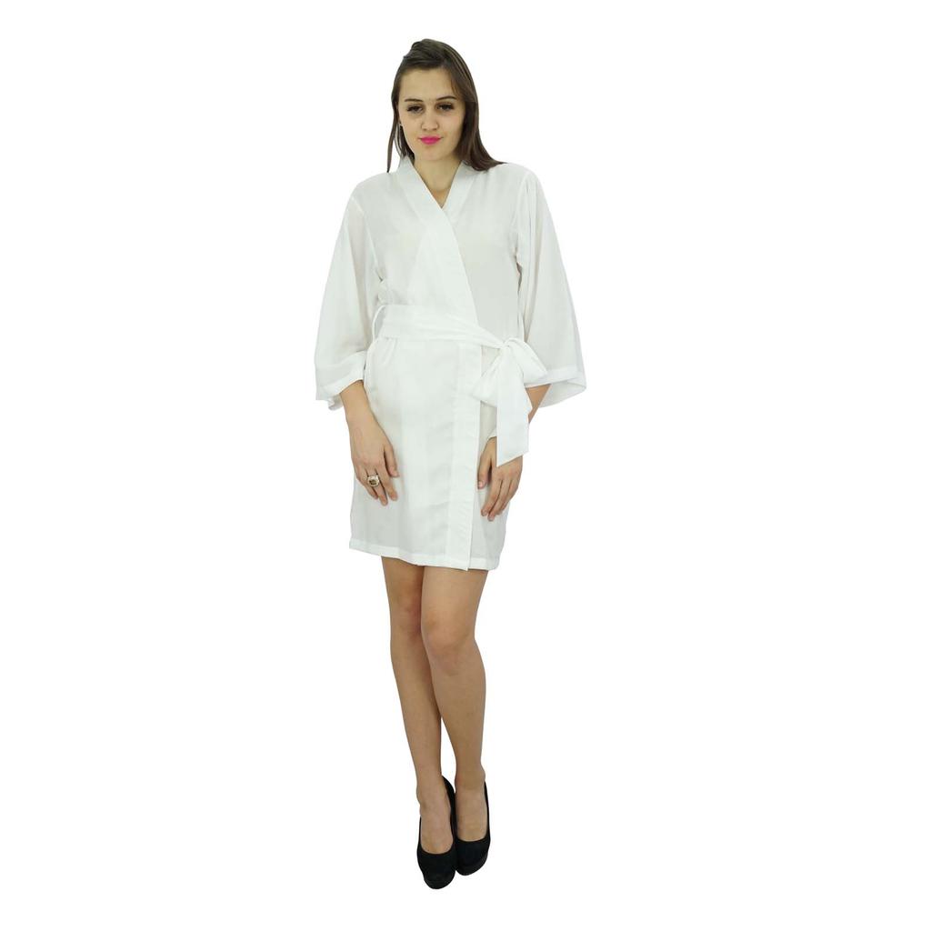Bimba Women Short Solid Belt Robe Soft Modal Cotton Wrap Round Plain Bath