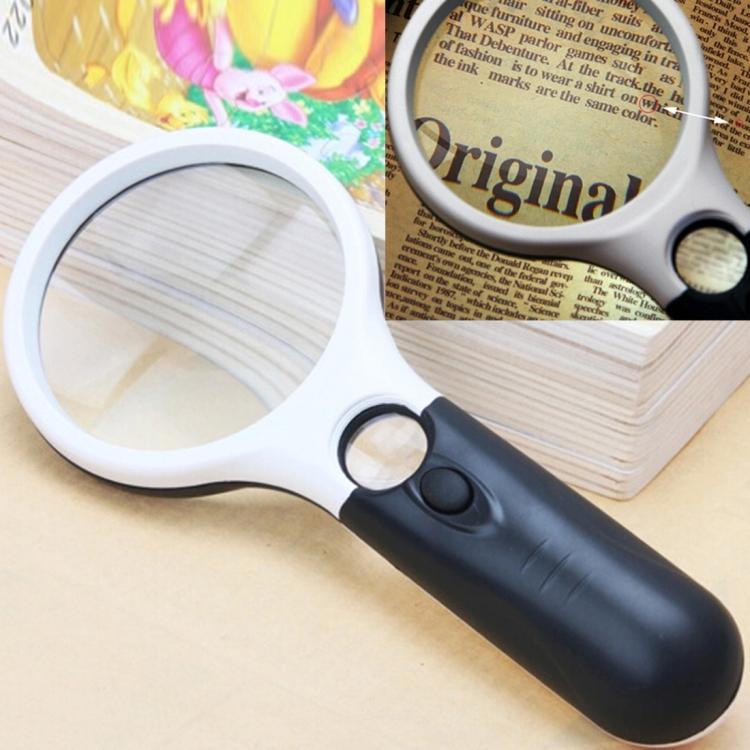 Reading Visual Magnifier with 3 LED Light, Mini Portable 3-45X Handheld Reading Visual Magnifier with 3 LED Light