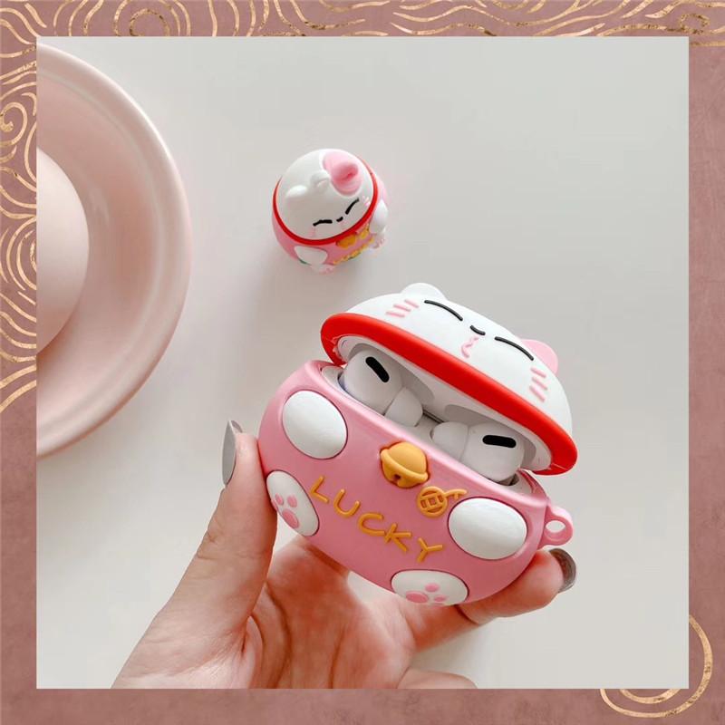 Cute Lucky Cat AirPods Pro Apple Bluetooth headset case 1/1/1 generation cartoon silicone protective cover