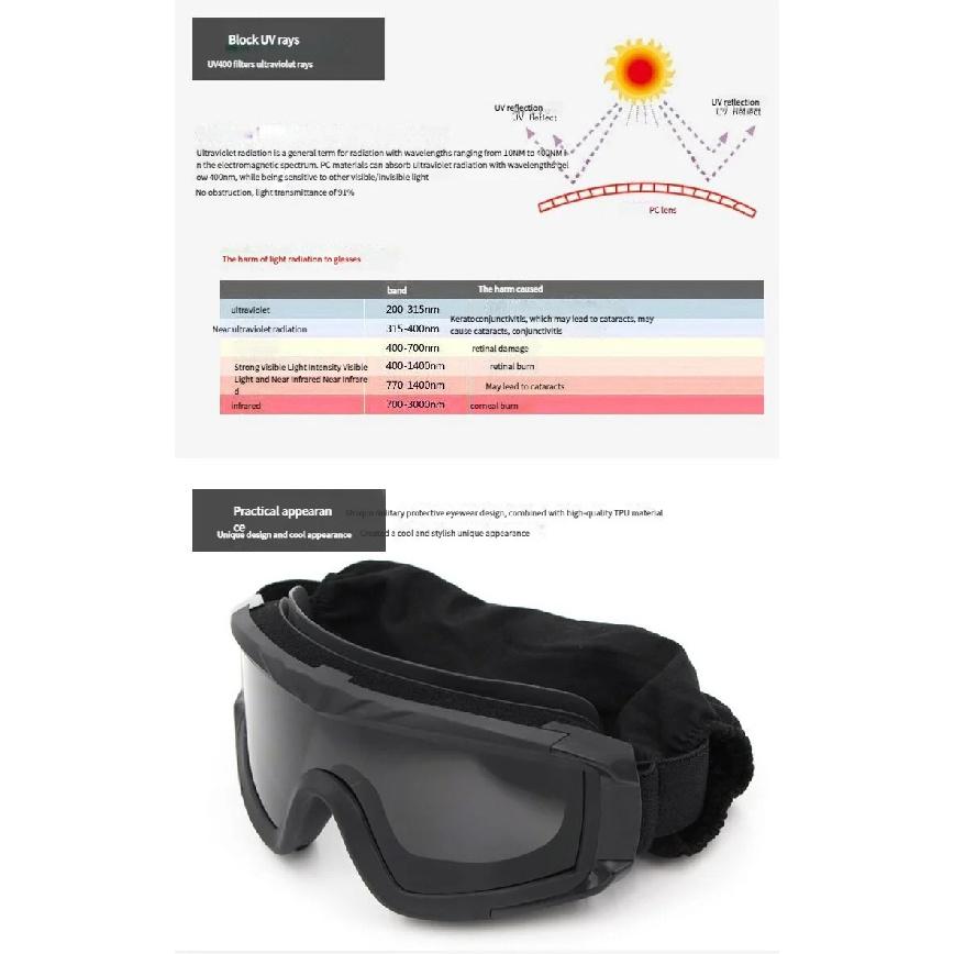 Tactical Desert Goggles Military Windproof Anti-Fog Impact-Resistant Sports Eyewear for Cycling, Airsoft, Outdoor Adventures
