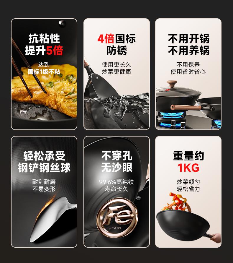 Sanhe New 0 Coating Non stick Heyuan Iron Pot