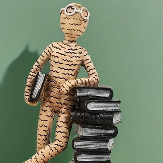 Abstract Reading Men Figurine Modern Sitting Lying Letter Man Statue Home Office Study Room Artistic Decoration Ornament