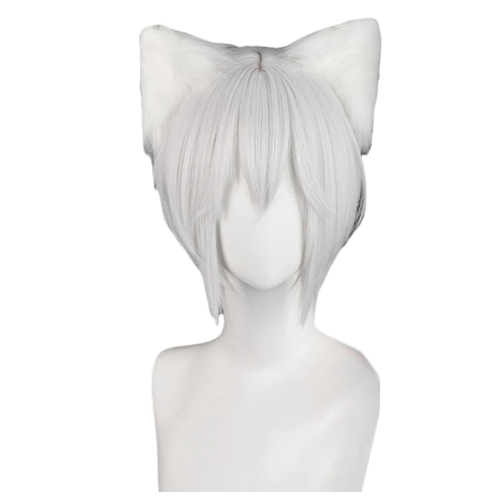 

Laubao Shopping Томоэ Косплей Белые Волосы с Аксессуаром для Костюма и Больше Парик, Уши, Термостойкий, Маскировка, Вечеринки, Хэллоуин,