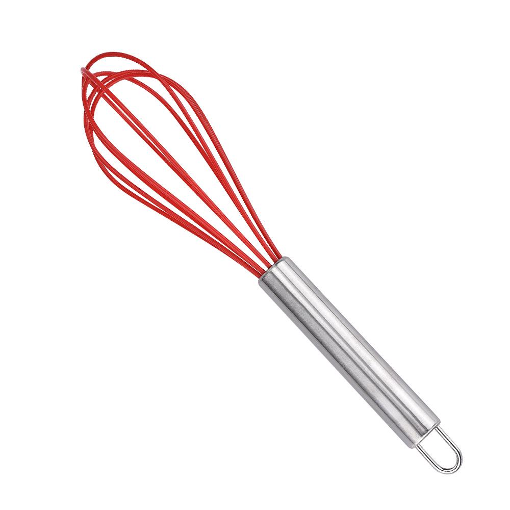 Stainless Steel Silicone Whisk - Handheld Cake Cream Beater Mixer Tool