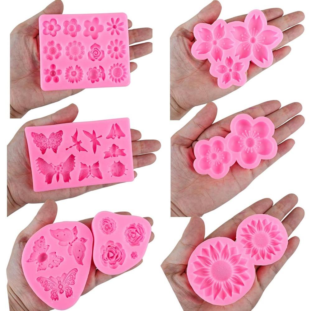 Flower Silicone Cake Molds,Butterfly Candy Molds Rose Mold Leaf Mold Silicone for Cake Decorating Cupcake Topper Cake Pops Candy Soap Making