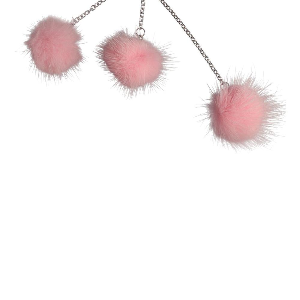 Rearview Mirror Car Decoration Car Hanging Ornaments Car Charm Pink Plush ball Car Crystal Pendant