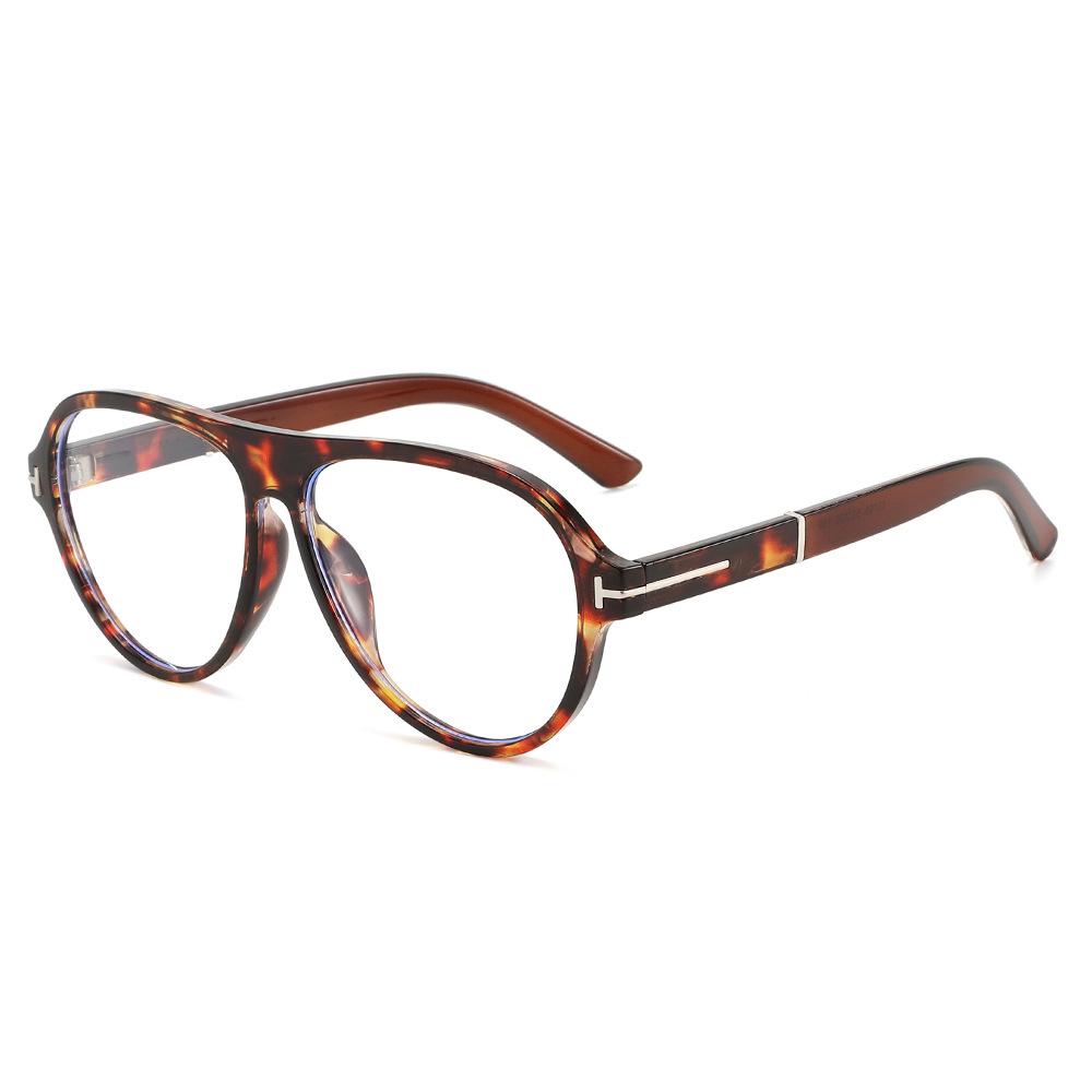 Two circles of new men's and women's plain face flat light toad glasses T-word anti-blue personalized glasses T-