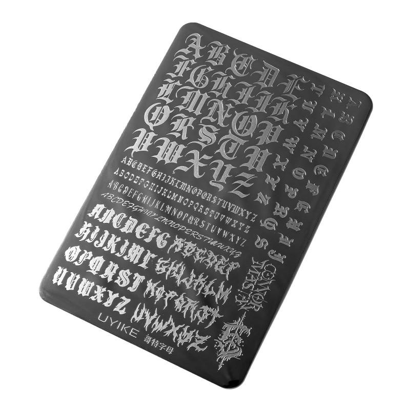 Gothic Letter Nail Art Stencil Plate Sweet Cool Y2K Style Decal Template Tools