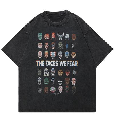 Streetwear Masker Grafisk Unisex T-skjorte Bomull Vasket Svart T-skjorte Topper T-skjorter Kortermet T-skjorte