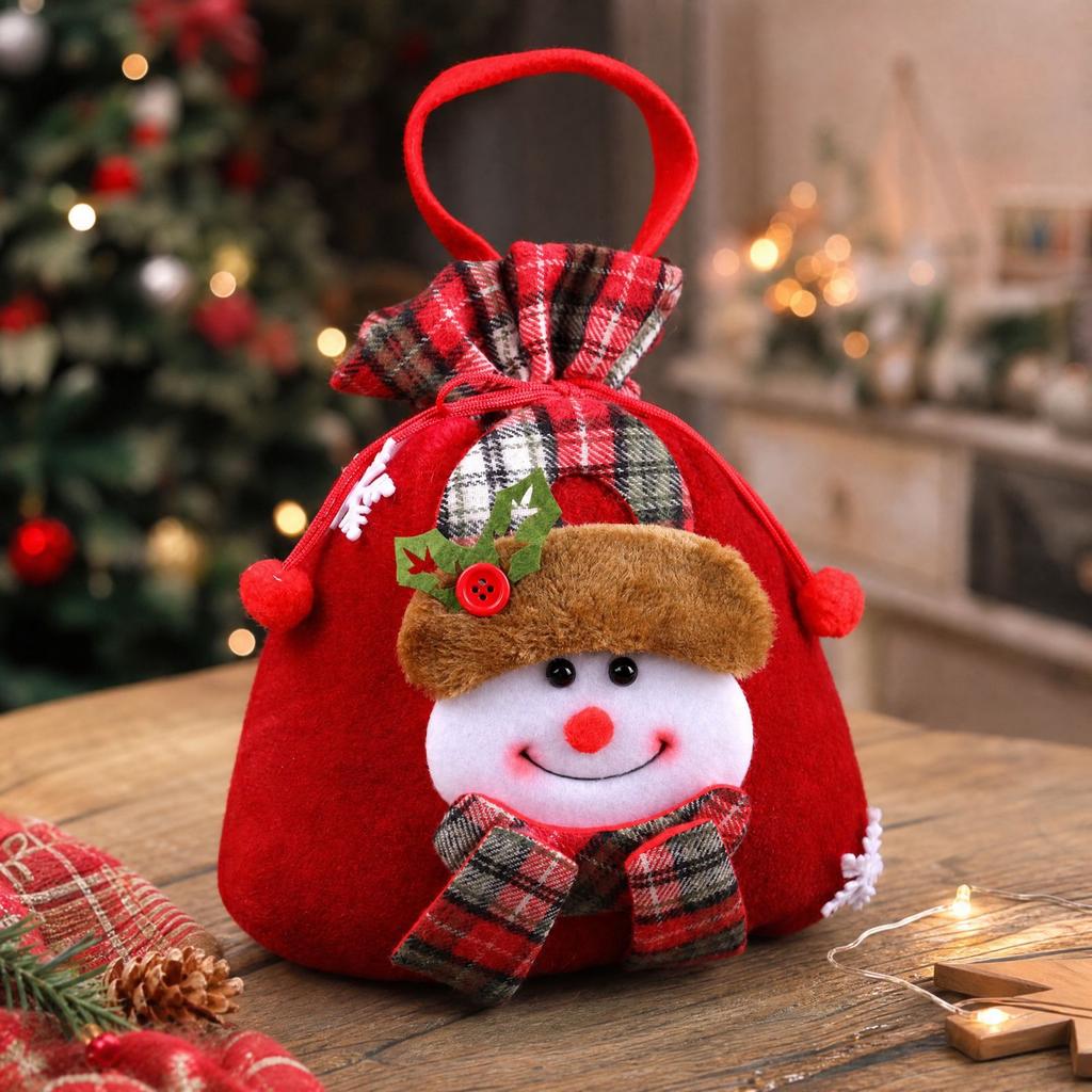 Christmas Gift Bags Red Plaid Design Small Candy Bags for Kids Christmas Eve Holder