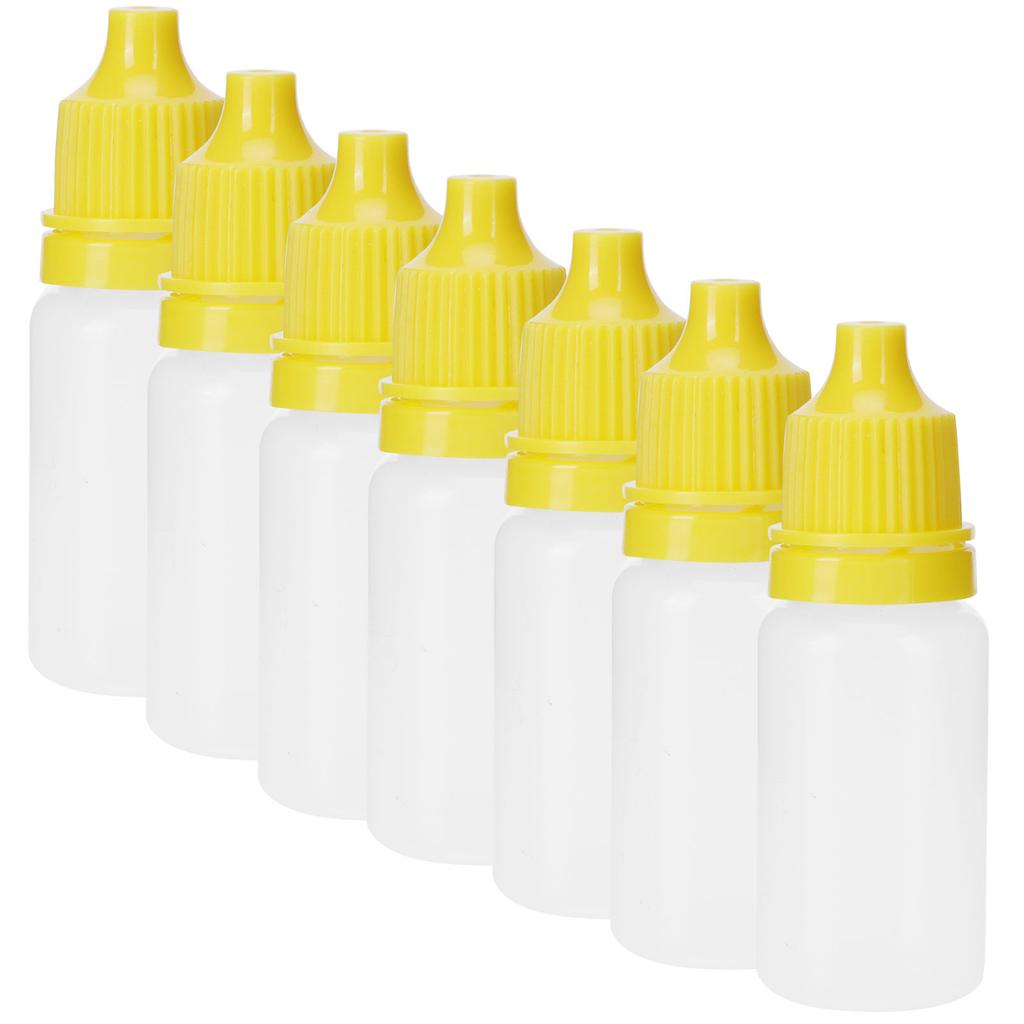 50Pcs 10ml Eye Liquid Bottle Portable Squeezable Empty Eye Drops Container with Plugs LidYellow