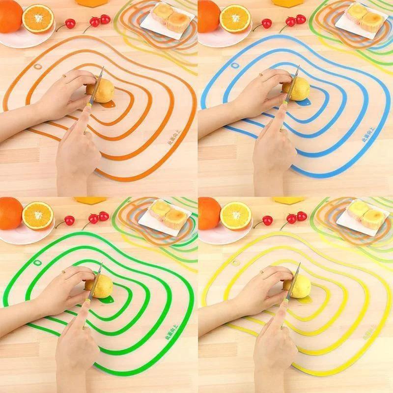 Three Sizes Colored Line Kitchen Non-Slip Chopping Blocks Tool Flexible Transparent Cutting Board Kitchen Pp Cutting Boards