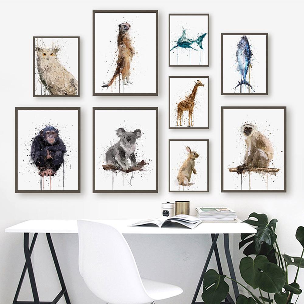 Neue Nordic Abstrakte Tier Poster Wand Malerei Abstrakte Splash Tinte Kunst Leinwand Malerei Wohnzimmer Korridor Hause Dekoration Wandbild Kein Rahmen