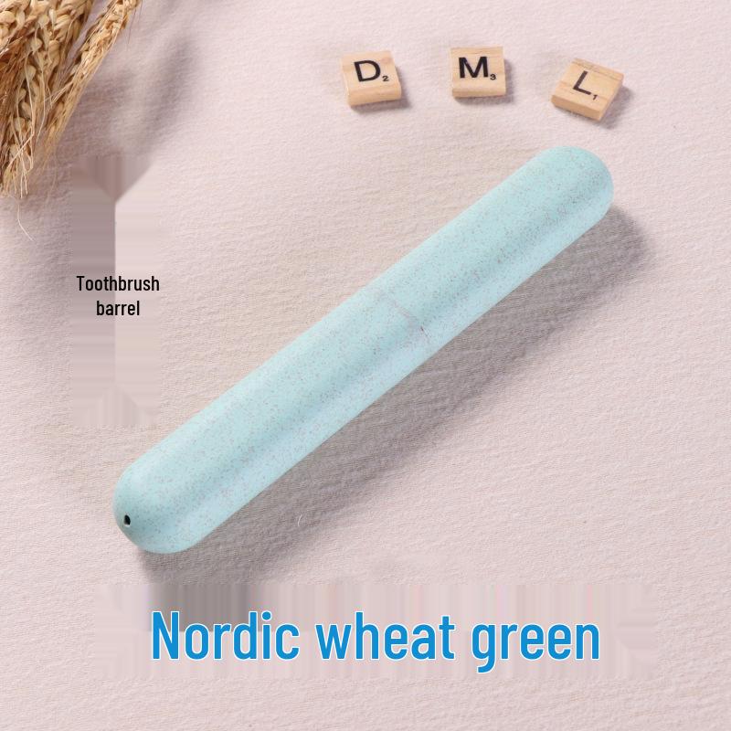 

Dustproof Travel Toothbrush Storage Box - Portable Frosted Wheat Straw Set
