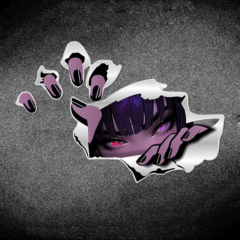 1 Adet Anime Gözetleyen Gözler JDM Motosiklet Çıkartmaları Elektrikli Scooter Komik Dekorasyon Yenileme Araba Camı Tampon Bagaj Vinil Çıkartmaları