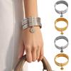 Armbånd til kvinder med portrætmyntvedhæng, Flerlags omkransende stableeffekt Armring, Galvaniseret Elastisk Pasform Håndledssmykke