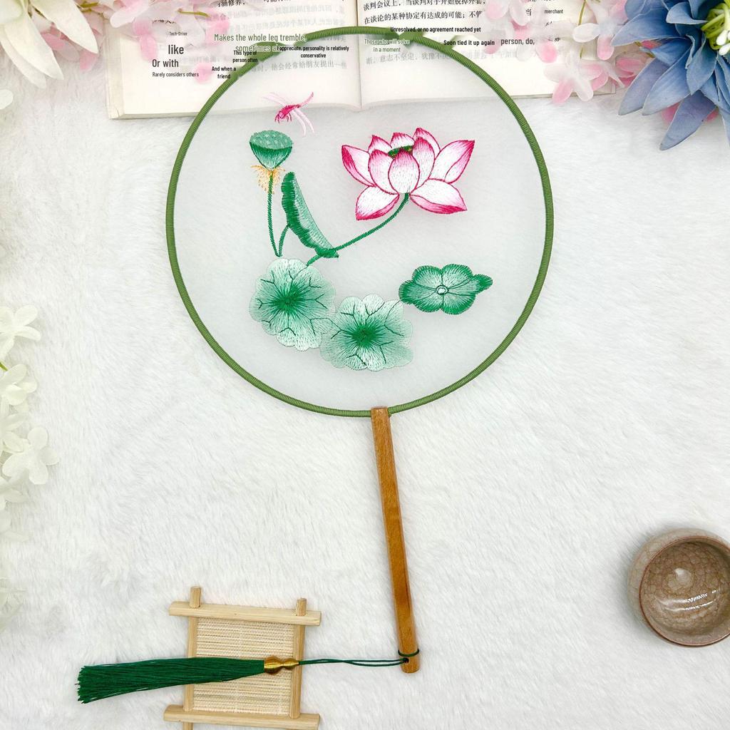 Ancient Style Single-Sided Suzhou Embroidery Dance Fan