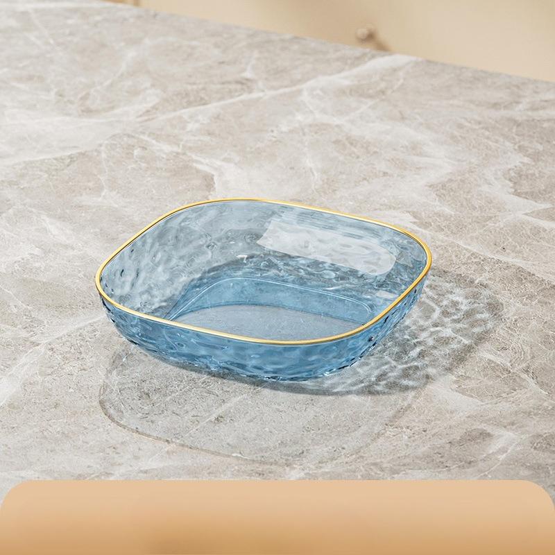Square Trays with Golden Borders, Suitable for Serving,  Fruits, Desserts, Cakes, Snacks, Breakfast
