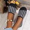 TEMU Style Loafers: Round Toe Flat Casual Shoes with Pearls, Comfortable & Breathable, Low-Cut Design with Christmas Elements