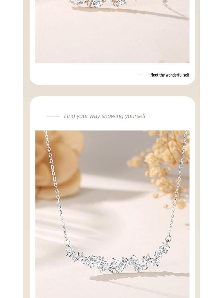 "Wisteria" 999 Pure Silver Necklace: High-End Smile Pendant for Women - Luxury Collarbone Gift Set