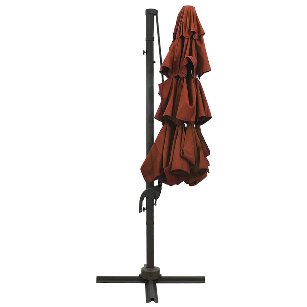 vidaXL Sonnenschirm mit Aluminium-Mast 4-lagig Terrakottarot 3x3 m