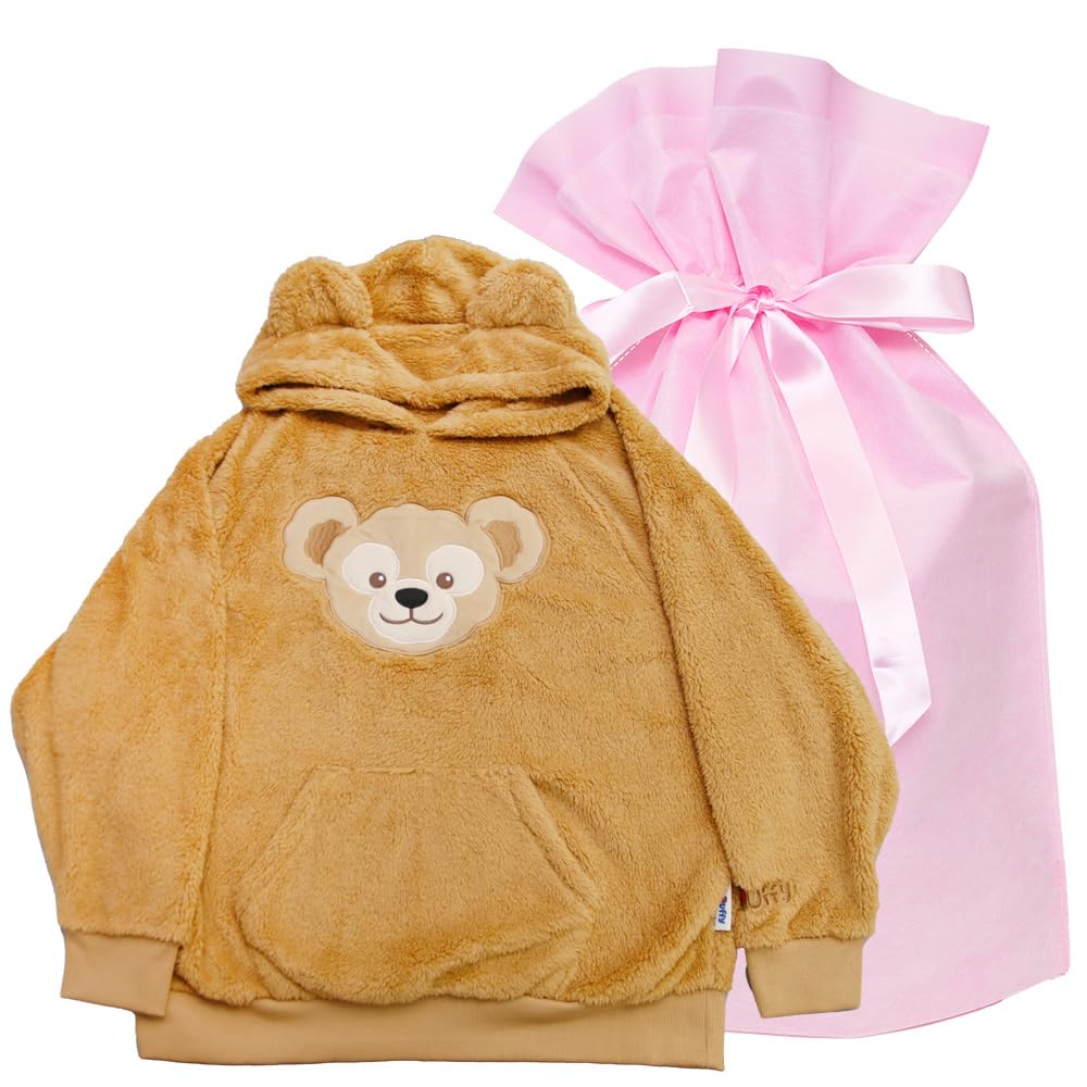 Duffy Friends Winter 2024 Hoodie with Wrapping Perfect As a Gift or Souvenir [gaia80] & Non-Woven Bag, [Park Exclusive] (JP, Alphabet, L, Brown)