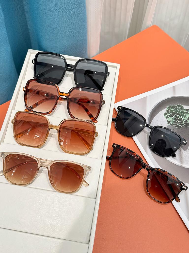 6Pcs Fashionable Mixed Frame Glasses Set with Rice Nail Decoration Trendyy Classic Square Frame Glasses Perfect for Daily Wear