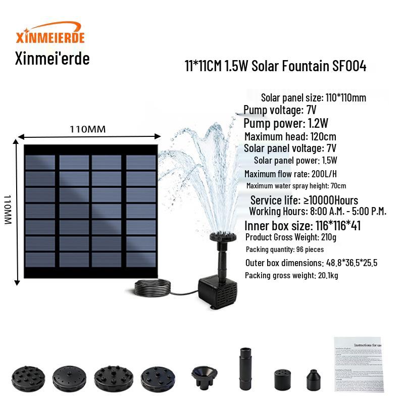 Solar-Powered Floating Garden Fountain and Light