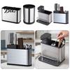 Sturdy Stainless Steel Organizer Cutlery Multi Compartment Storage Box Dishwasher Safe Kitchen Countertop Silver Utensil Holder with Drainage
