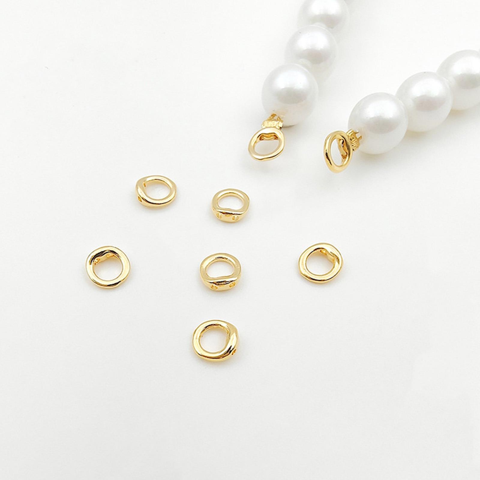 

10pcs Brass End Bead Tip Double Hole Connector Rings End Caps For Necklace Bracelet Jewelry Making Accessory 5.5mm Dia.