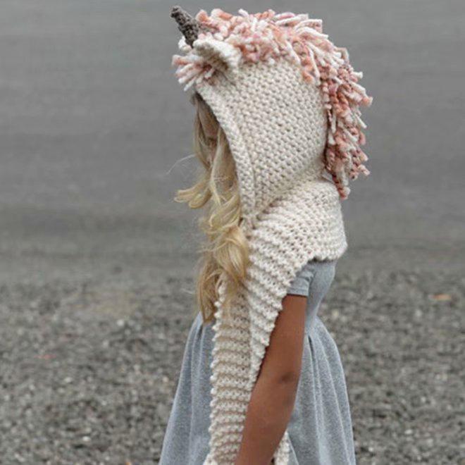 crochet unicorn hooded scarf