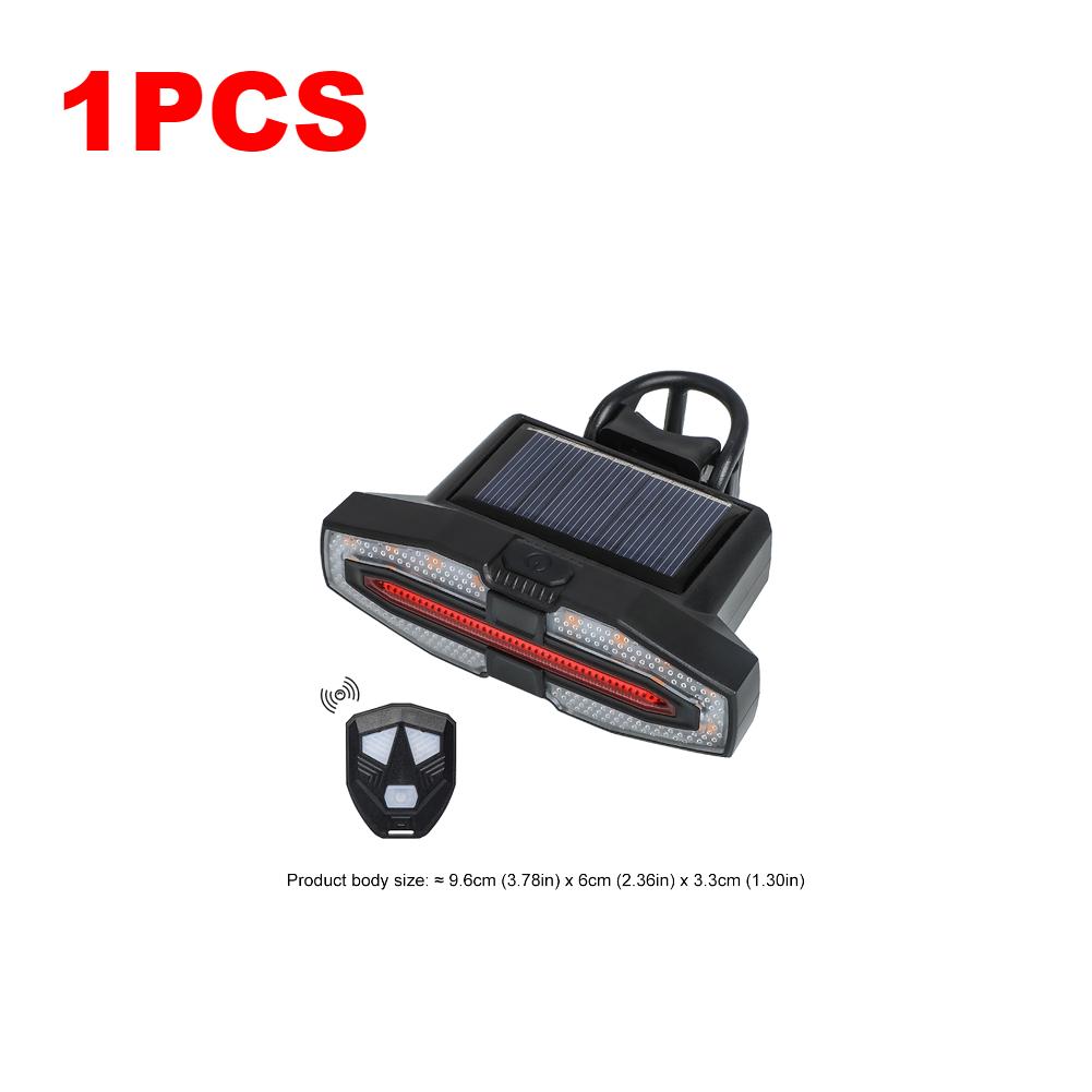 

1/2PCS Solar Bike Tail Light With Turn Signals Rechargeable Bikes Warning Lamp Wireless Remote Control Night Bicycle Rear Light