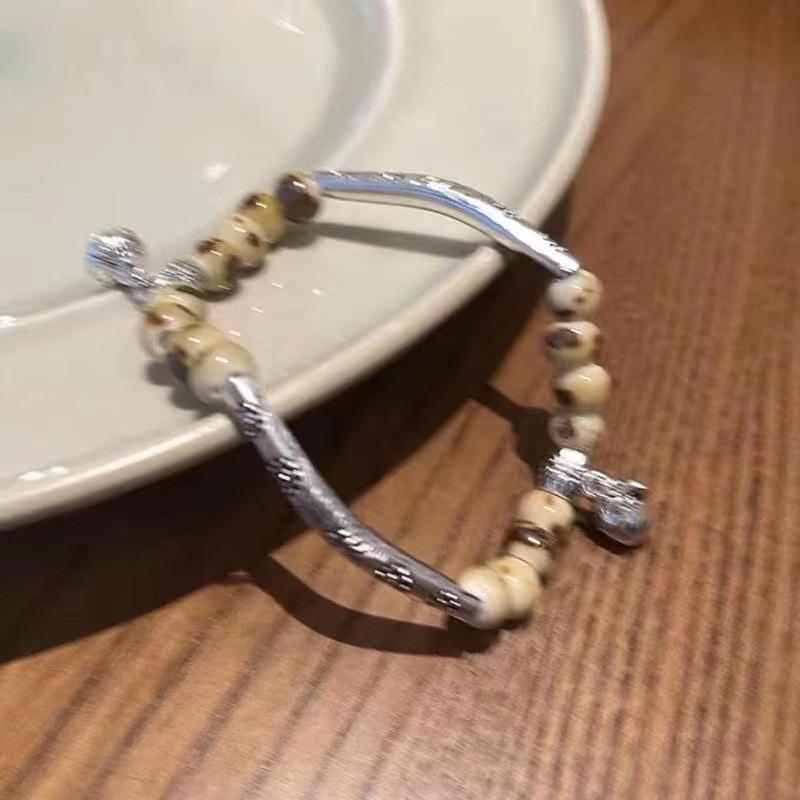 Amber Exquisite Retro Peace Lock Bracelet For Women Geometric Design Artistic