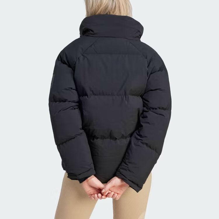 Adidas Big Baffle Puffer Jacket With Stand Collar And Logo Women Outerwear Black IK3166