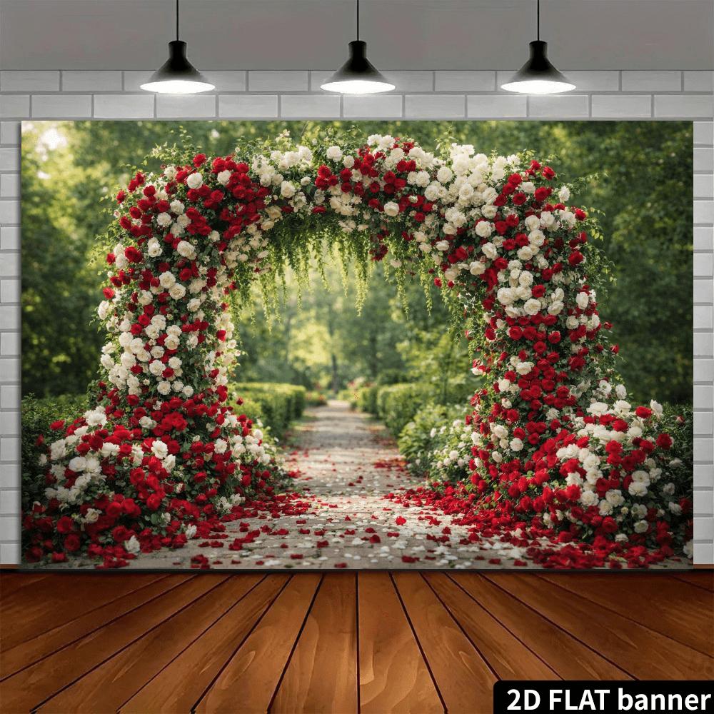 1Pcs Wedding Floral Arch Red White Roses Decoration Background Backdrop For Photo Studio Photo Booth Party