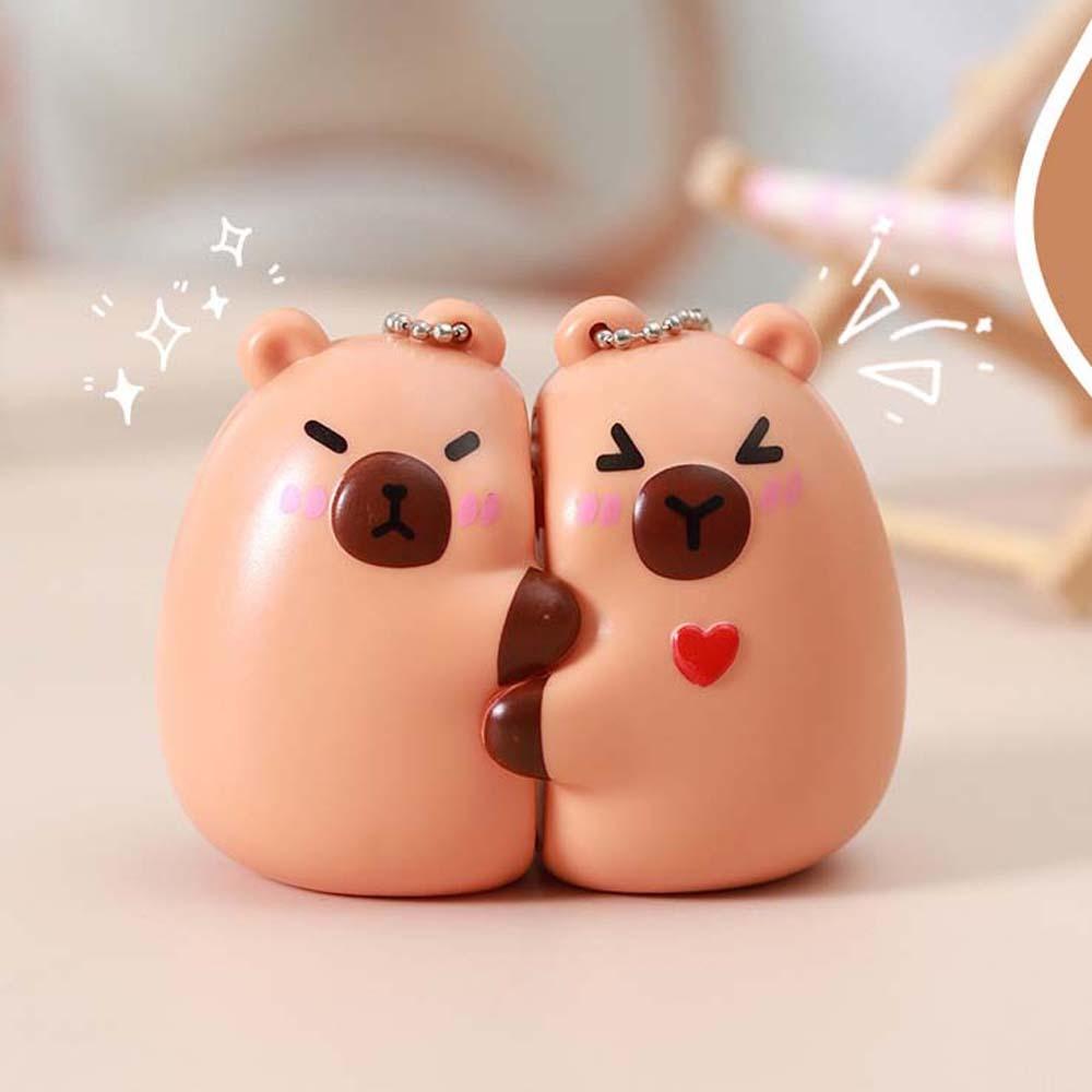 2pcs/set Cute Couple Pendants Plastic Bag Charm Funny Cartoon Animal Key Ring Boys