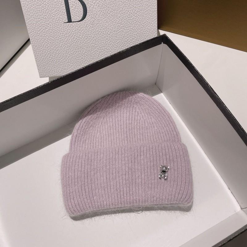 Warm Cute Bear Knit Beanie Soft Rabbit Hair Winter Hat Women Outdoor