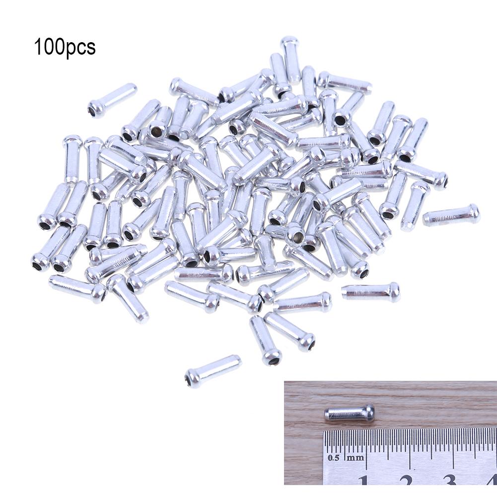 100pcs Bicycle Brake Cable Tips Aluminum Cable Tips Wire End Cap End Protection Cover for Brake Derailleur Cable Cycling Parts