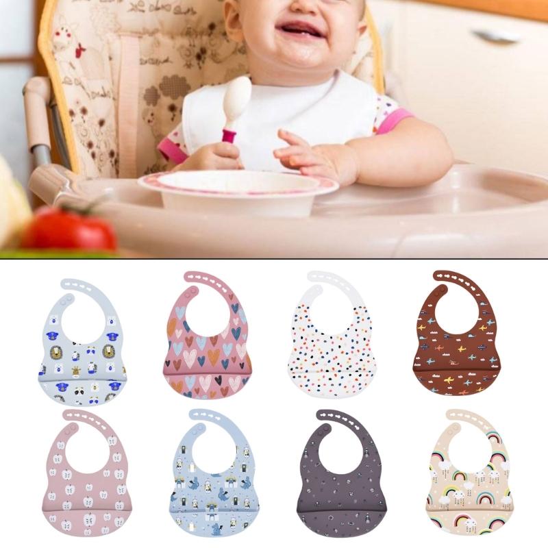 Toddler Silicone Bibs Baby Kids Girl Boys Waterproof Feeding Bib for Toddler Keeps Stains Off Easily Wipe Clean
